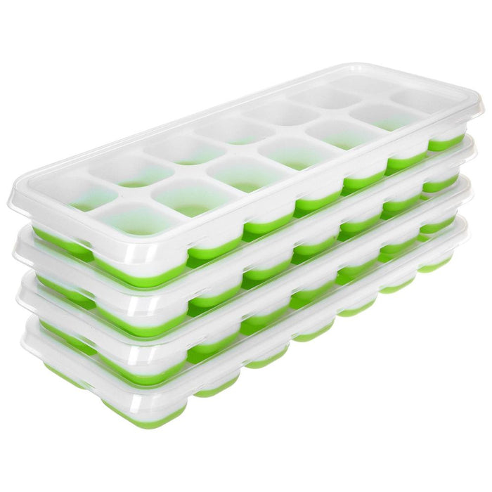 ASAB BPA-Free Silicone Ice Cube Trays - Set of 4, Easy Push, 56 Cubes