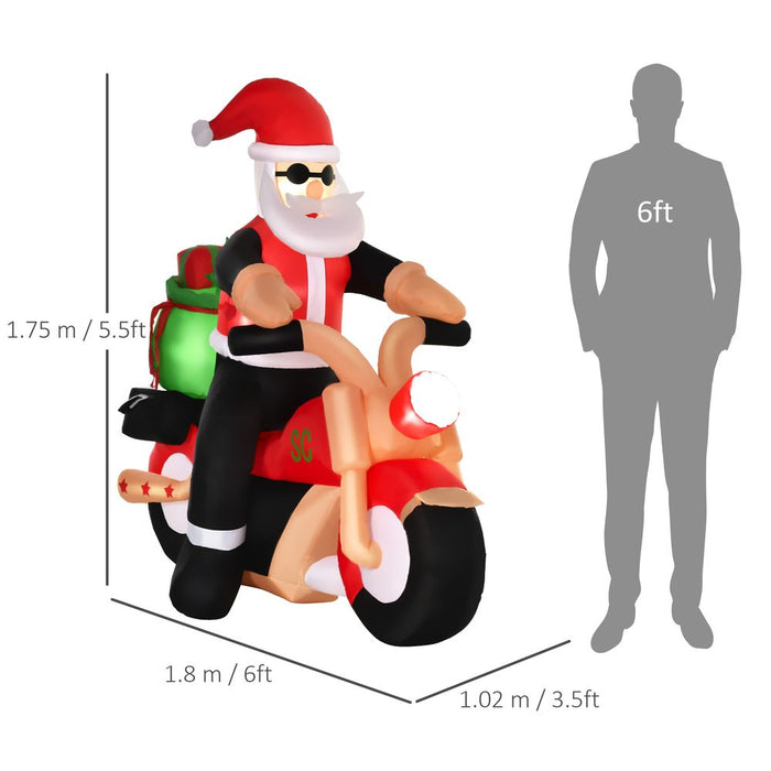 HOMCOM 5.5ft Light-Up Inflatable Santa Claus Riding a Bike Decoration for Lawn