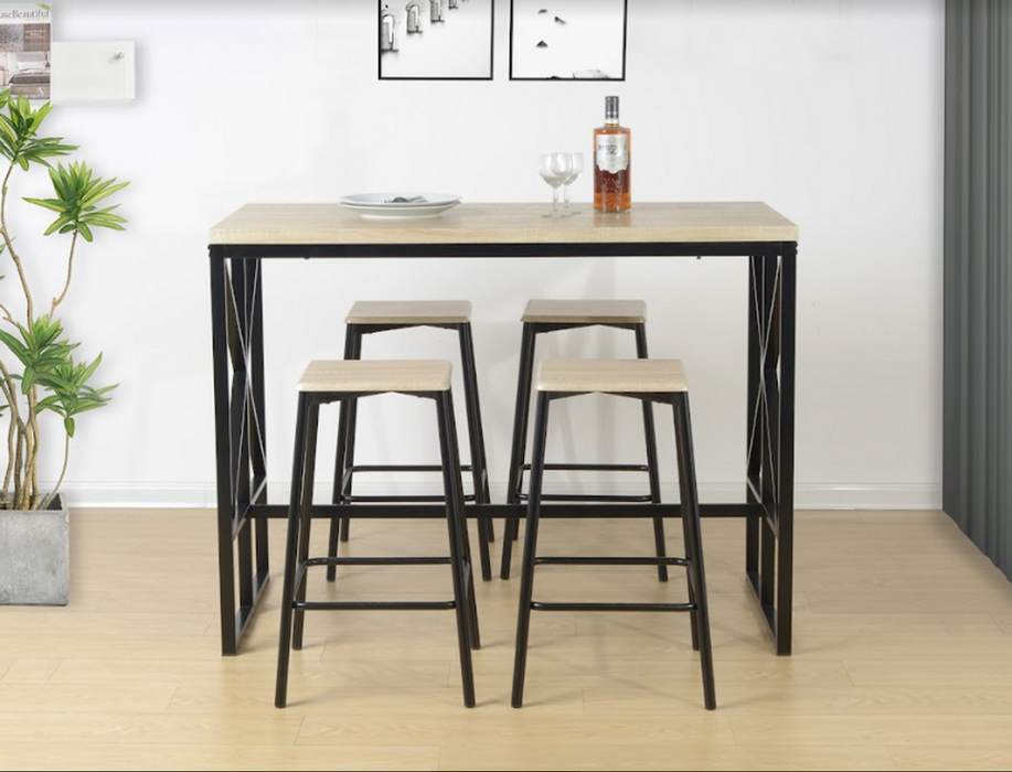 5 Piece Breakfast Bar Set Table in OAK - TAVOLO