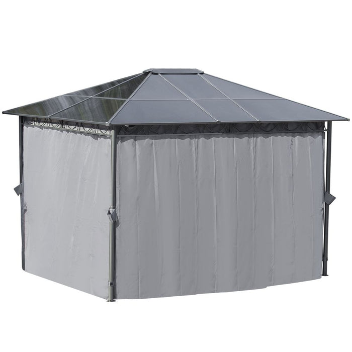 3.6x3(m) Hardtop Gazebo w/ Polycarbonate Curtains - Outsunny