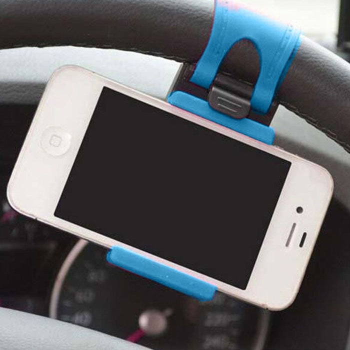 Universal Car Steering Wheel Phone Holder - Blue | High-Quality, Easy Installation, Secure & Hands-Free