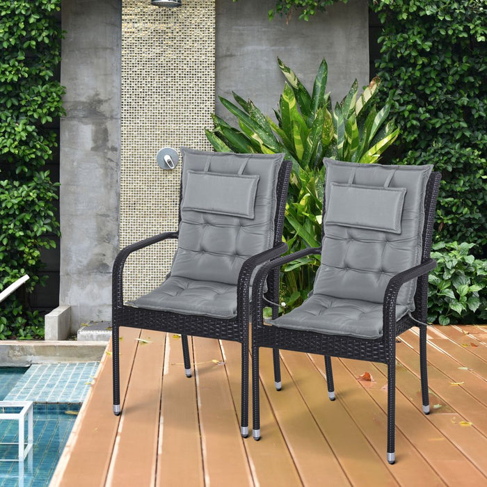 Set of 2 Garden Chair Cushion Seat, Dark Grey