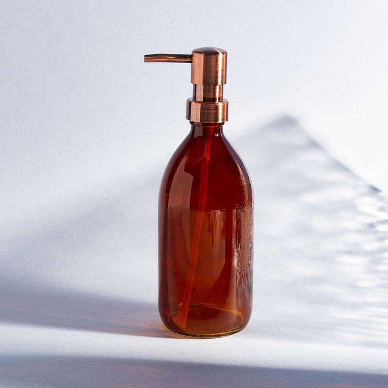 Premium Amber Glass Bottle w/ Pump - Refillable & Durable - 500ml Capacity - Eco-Friendly Home Accessory