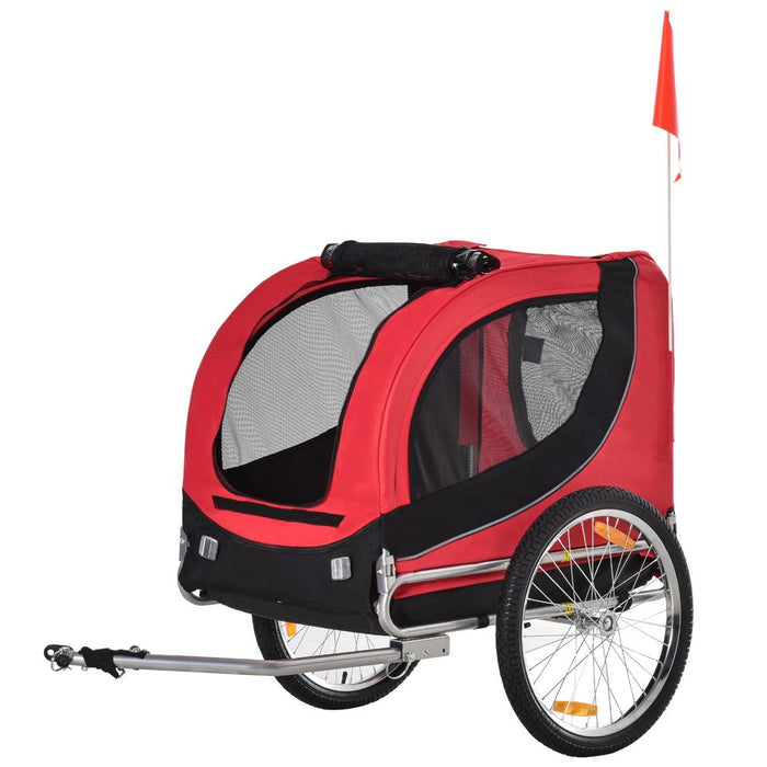 PawHut Steel Dog Bike Trailer Pet Cart Carrier for Bicycle Kit Water Resistant Travel