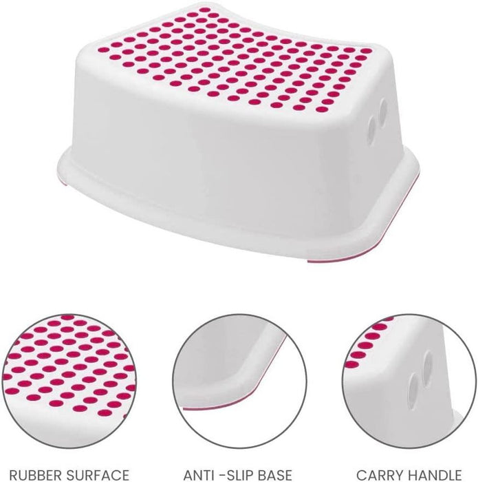 Sterun Plastic Child Foot Step Stool Anti-Slip Cover on Top For Children Practical Non-Slip Toilet Step | Toilet Steps For Toddlers | Step Stool | Toddler Step Stool | Toilet Seat & Step (Pink)