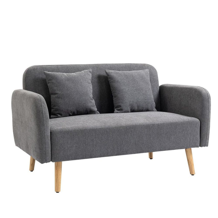 2-Seat Loveseat Sofa Chenille Fabric Upholstered Couch Rubberwood Legs, Grey