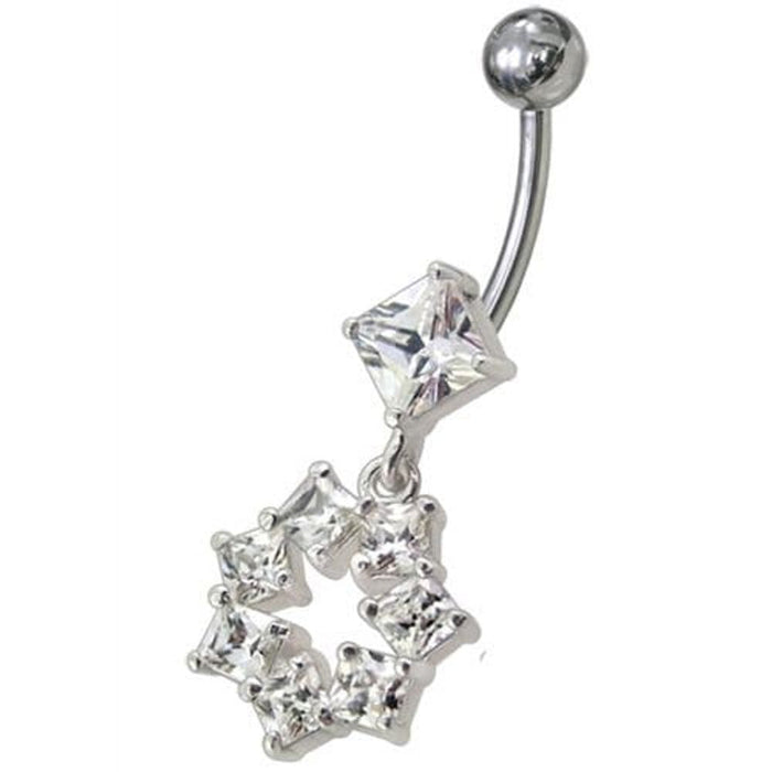 Fancy Dangling SS Banana Navel Belly Ring Body Jewelry