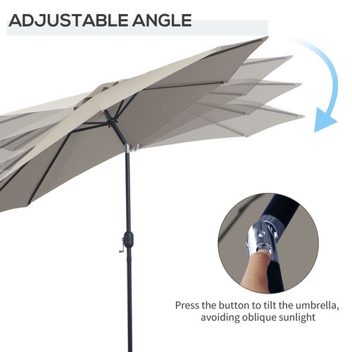 3m Parasol Patio Umbrella,Tilt and CrankLight Grey