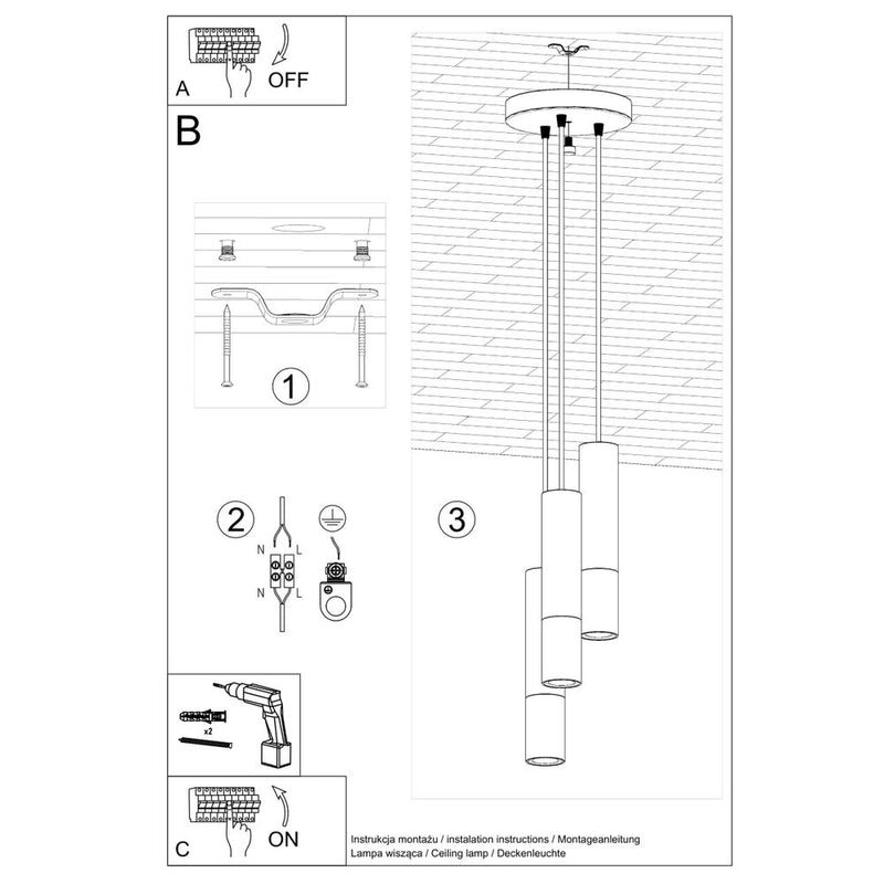 LOOPEZ Pendant Lamp - Modern Steel Design - Quality GU10 Bulb