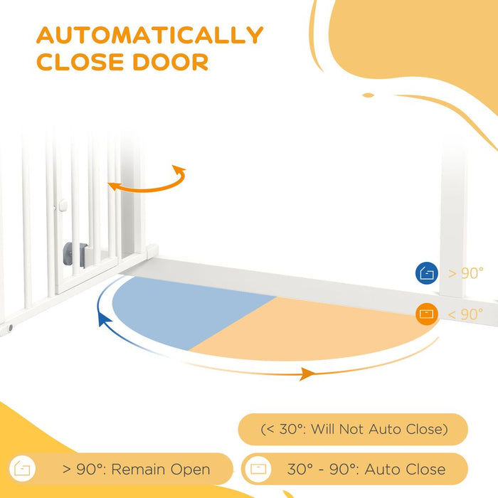 PawHut Pressure Fit Safety Gate - 74-80cm, Dog Gate w/ Small Cat Door Opening