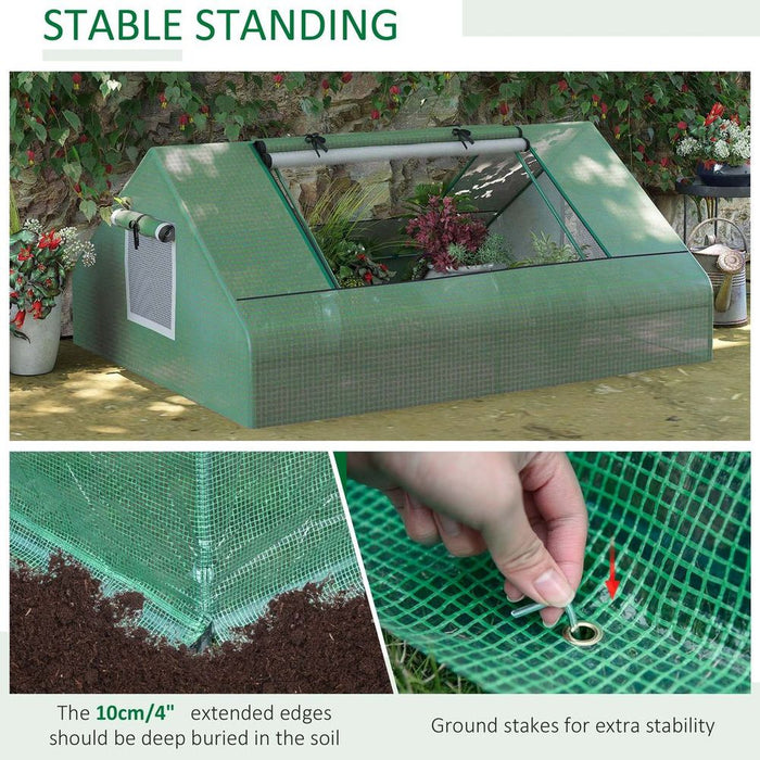 Mini Portable Greenhouse - 180x140cm - Zipped Windows & Door - Green