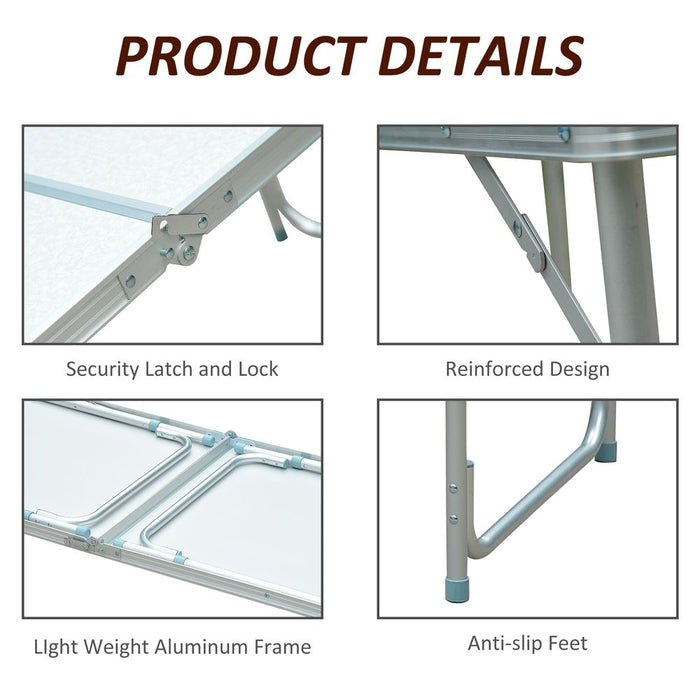 Outsunny 4ft Aluminium Portable Folding Camping Picnic Table Outdoor Garden