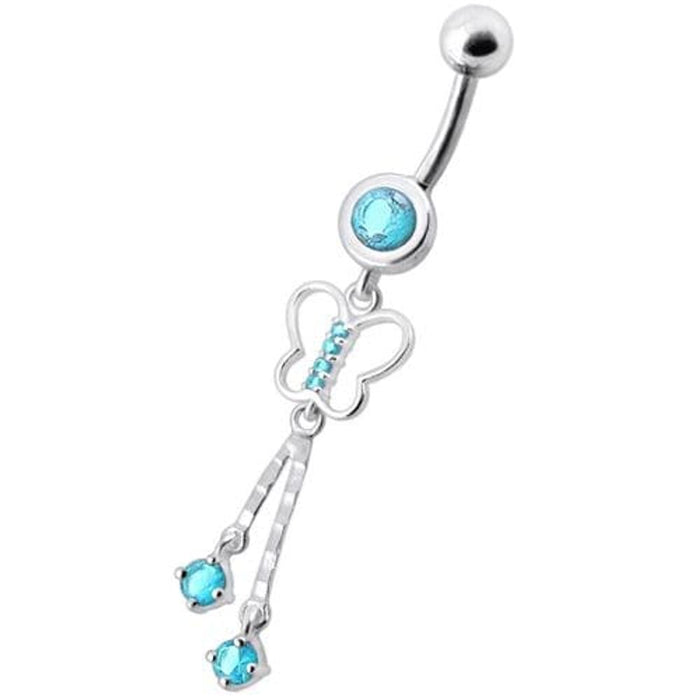 Fancy Dangling SS Banana Bar Navel Belly Button Ring