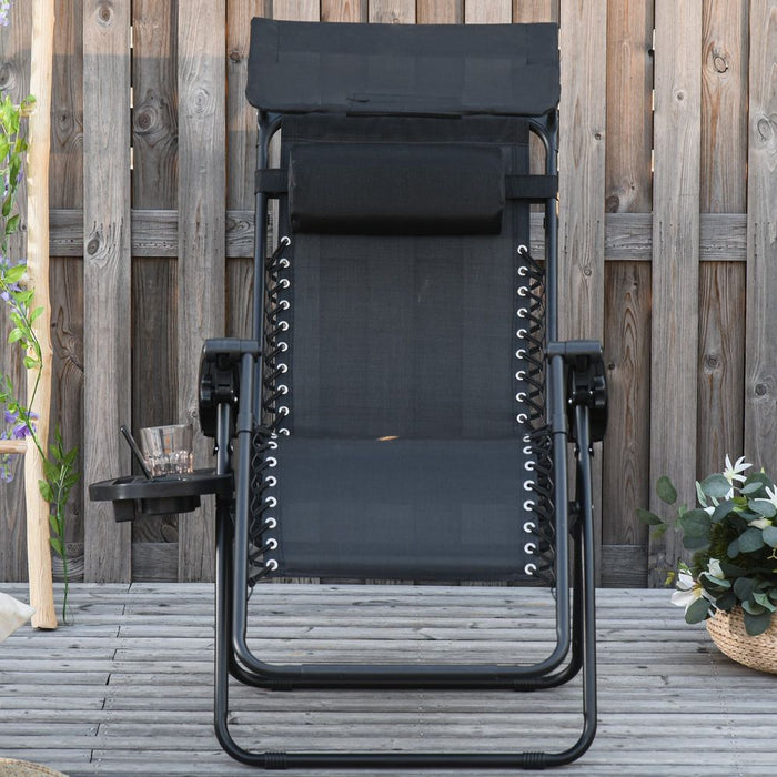 10-Position Adjustable Folding Sun Lounger w/ Footrest-Grey - High-Quality Outdoor Recliner for Ultimate Relaxation!