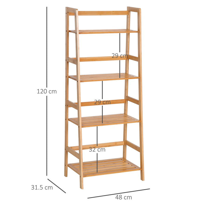 Bookshelf, 4-Tier,Bamboo, 48Lx30Wx119H