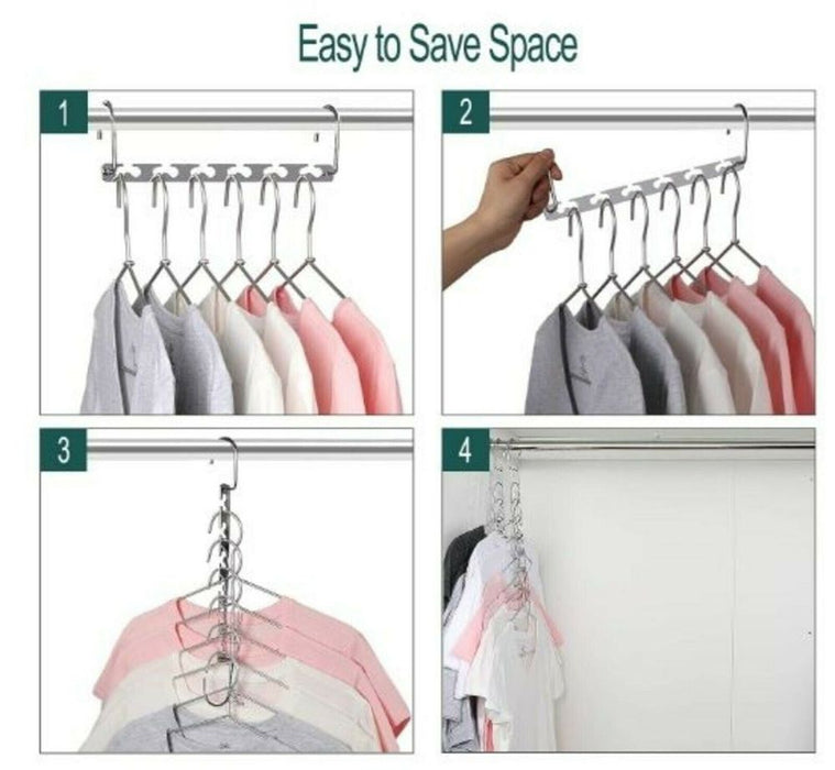 Metal Hangers Space Saving Hangers For Closet, Magic Clothes Wardrobe Clothing Organizer - Design Y