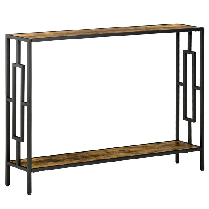 Premium Industrial Console Table Desk | Metal Frame | Rustic Brown Black | High Quality