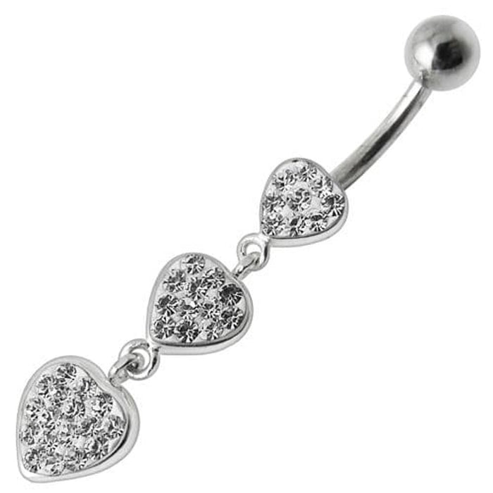 Fancy Multi Jeweled Heart Dangling Navel Ring