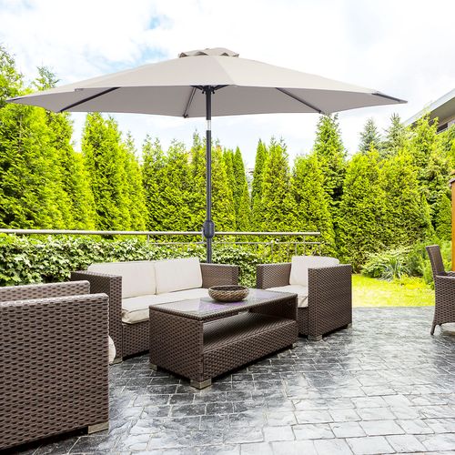 3m Parasol Patio Umbrella,Tilt and CrankLight Grey