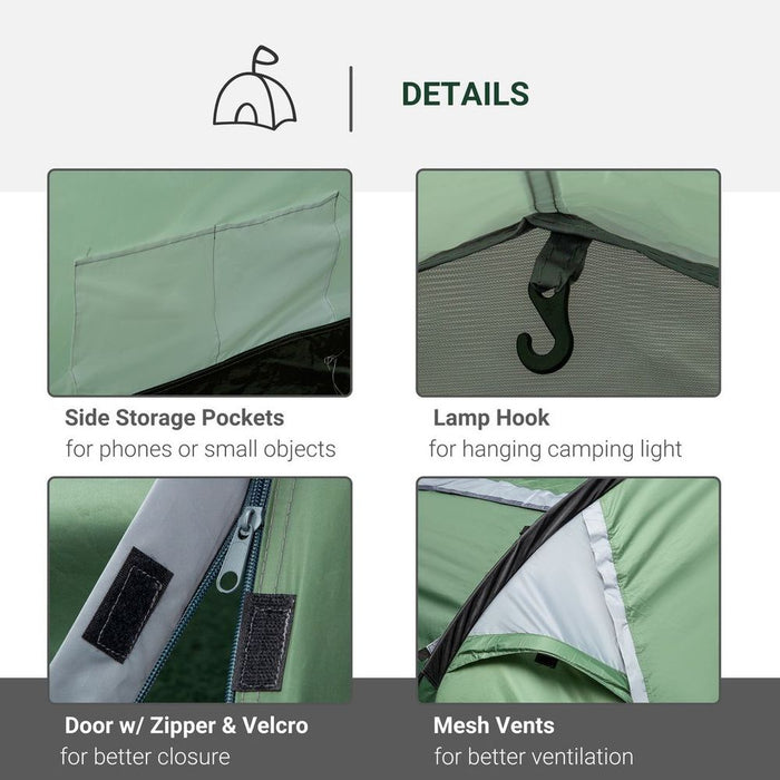 Outsunny 3 Man Camping Tent with Porch and Rainfly, Green