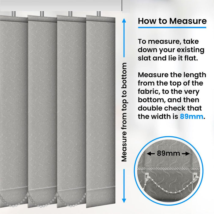 Dolphin Grey Steel Vertical Blind Slats Replacement - High Quality - 89mm - 1700mm (J8795)