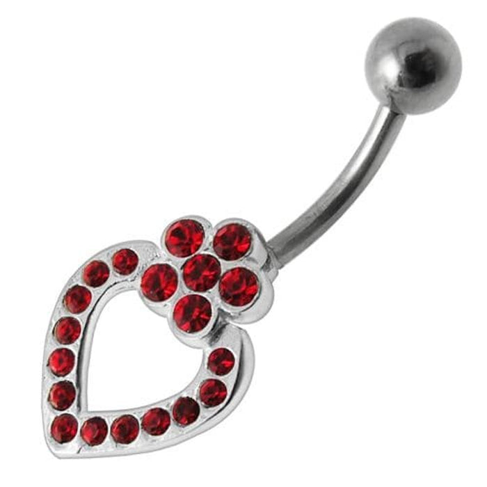 Heart Silver Dangling SS Banana Bar Navel Ring