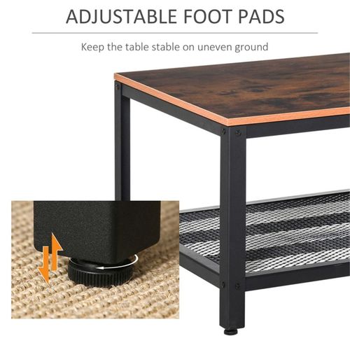 Coffee Table 2 Tier for living room, Bedroom or Entryway Retro Wood Grain 106L x 60W x 45Hcm