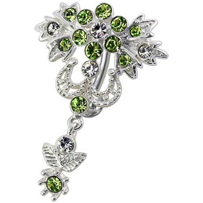 Fancy Crown Shape Dangling Belly Ring Navel Button