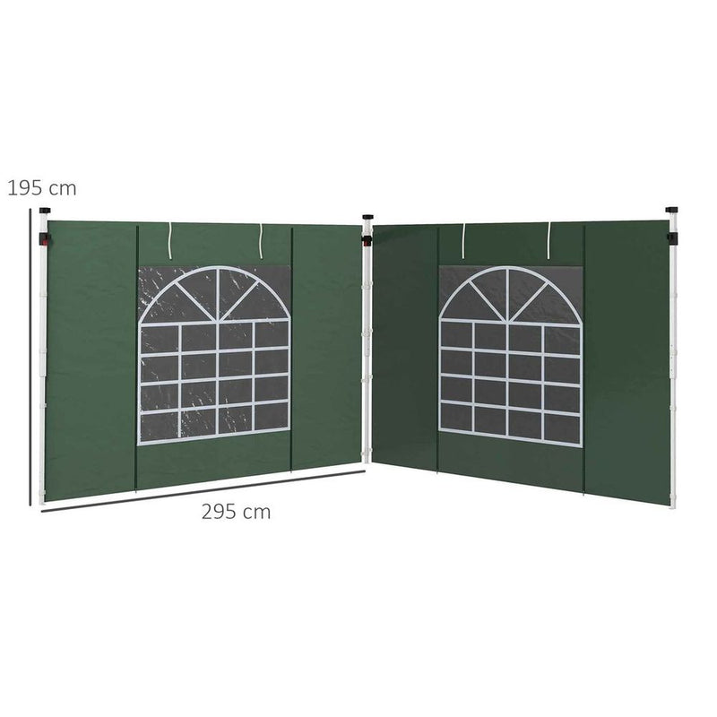 Premium Green Pop Up Gazebo Side Panels - 2 Pack, Replacement for 3x3(m) or 3x6m Canopies