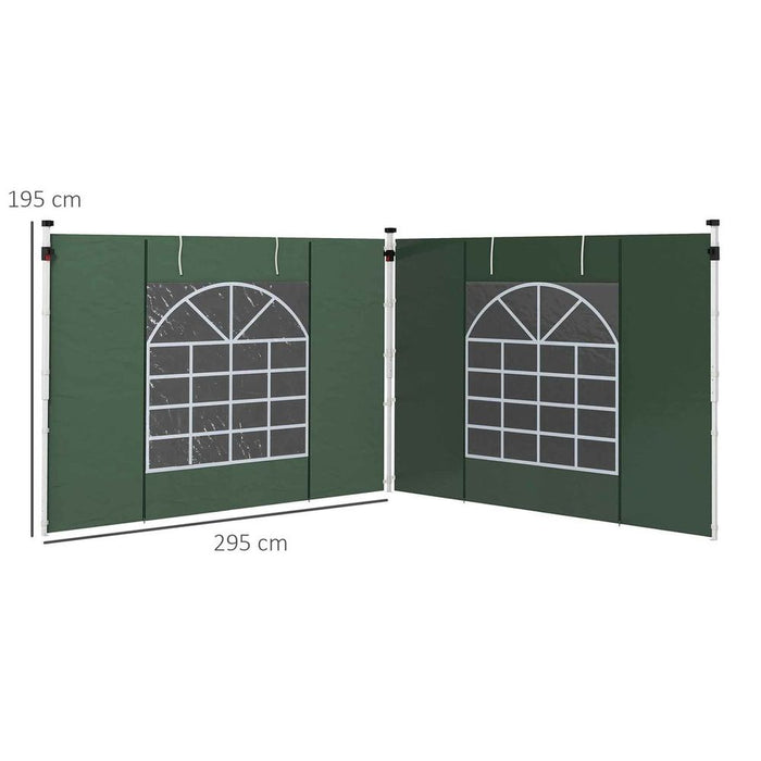 Premium Green Pop Up Gazebo Side Panels - 2 Pack, Replacement for 3x3(m) or 3x6m Canopies