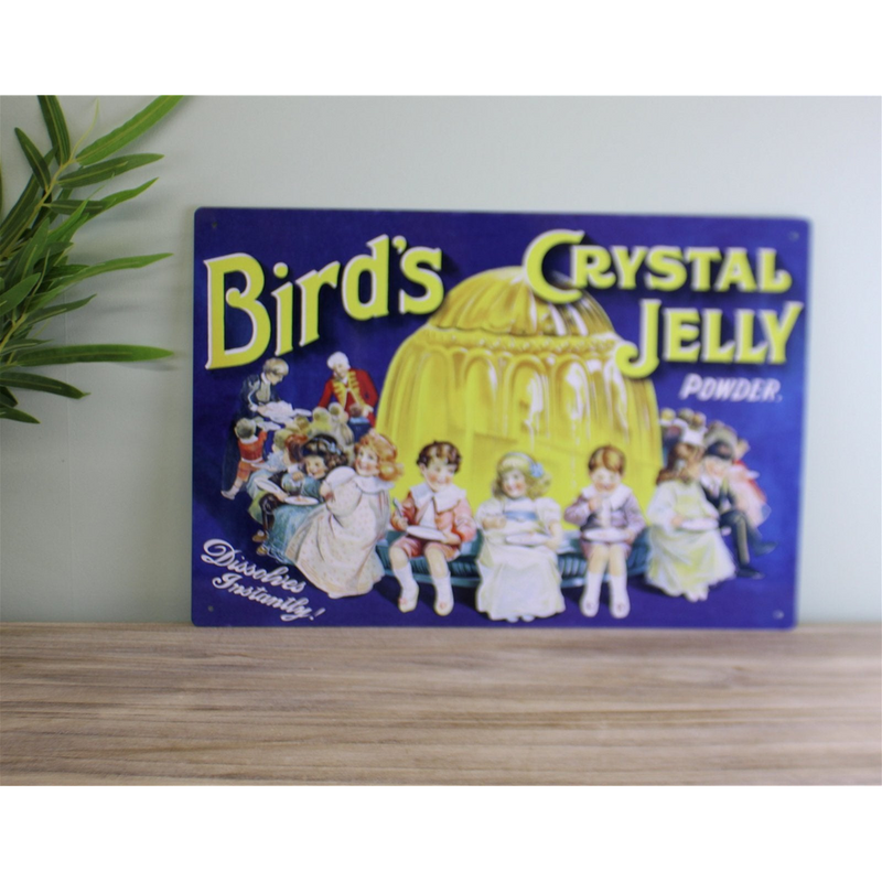 Vintage Metal Sign - Retro Advertising - Birds Crystal Jelly Powder
