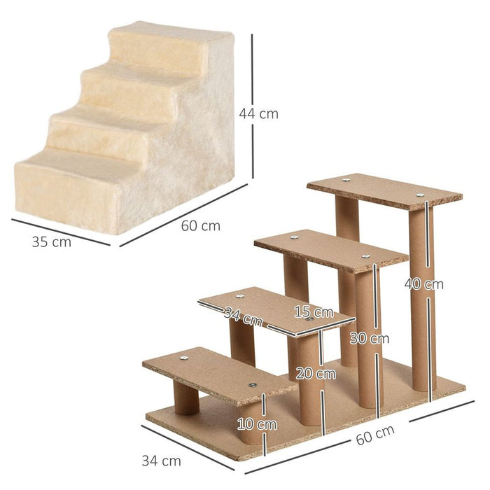 Premium Portable Dog Stairs - Washable Plush Cover - Beige