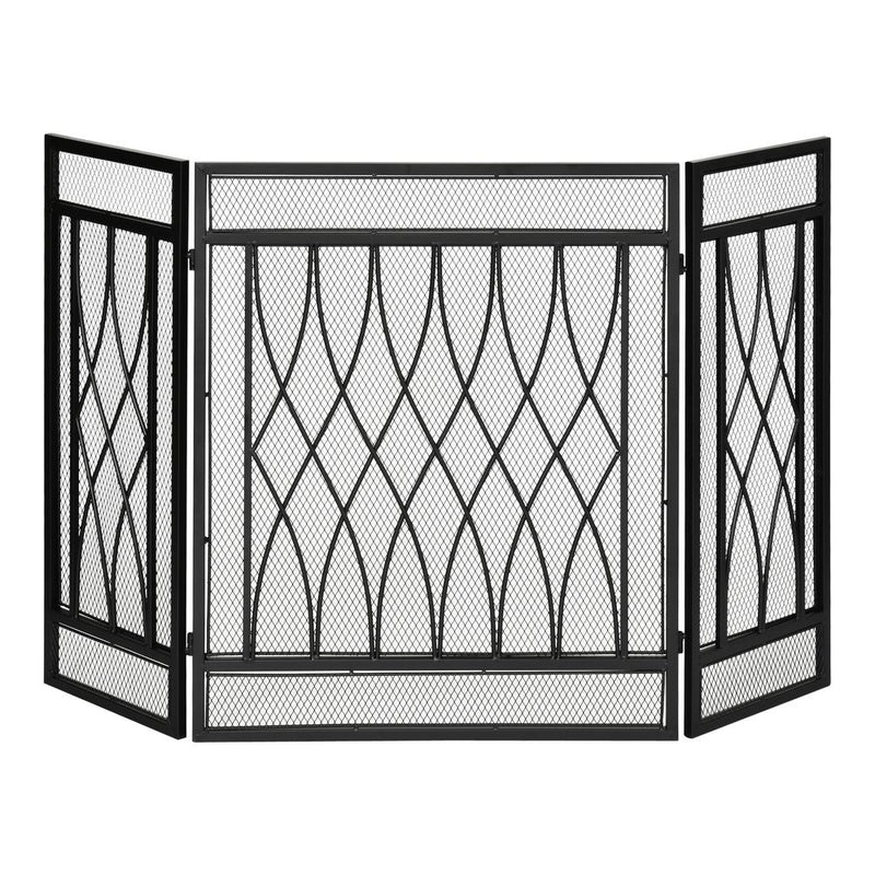 Premium 3-Panel Fireplace Screen: Metal Mesh Safety Guard - Protects against fire sparks - Stylish & High-Quality. Buy Now!