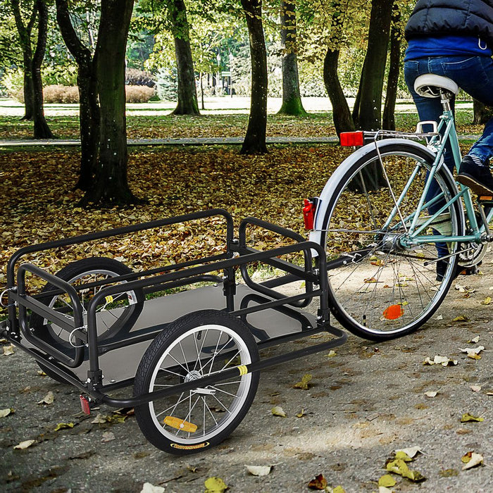 Folding Bike Cargo Trailer Extra Storage Carrier-Black