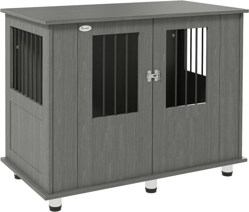 Premium Dog Crate Kennel Cage-Indoor End Table for Medium-Large Dogs, Grey