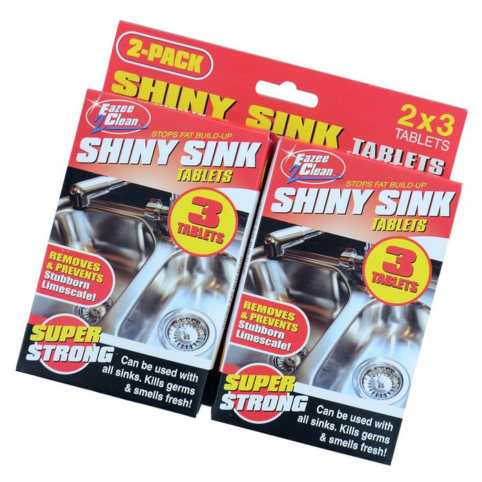 Premium Shiny Sink Tablets - Powerful Fat Build-Up Remover - Germ-Killing Fresh Smell - 6 Tablets Total