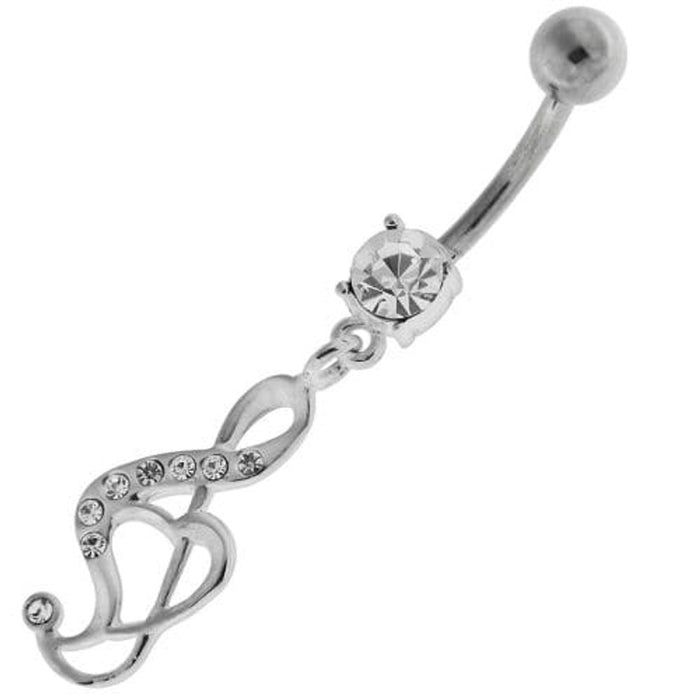 Jeweled Music Note Navel Belly Button Ring