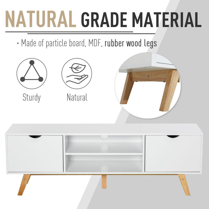 Modern White Particle Board TV Stand - 4 Compartments - High-Quality & Durable - Perfect for Electronics & Media Units