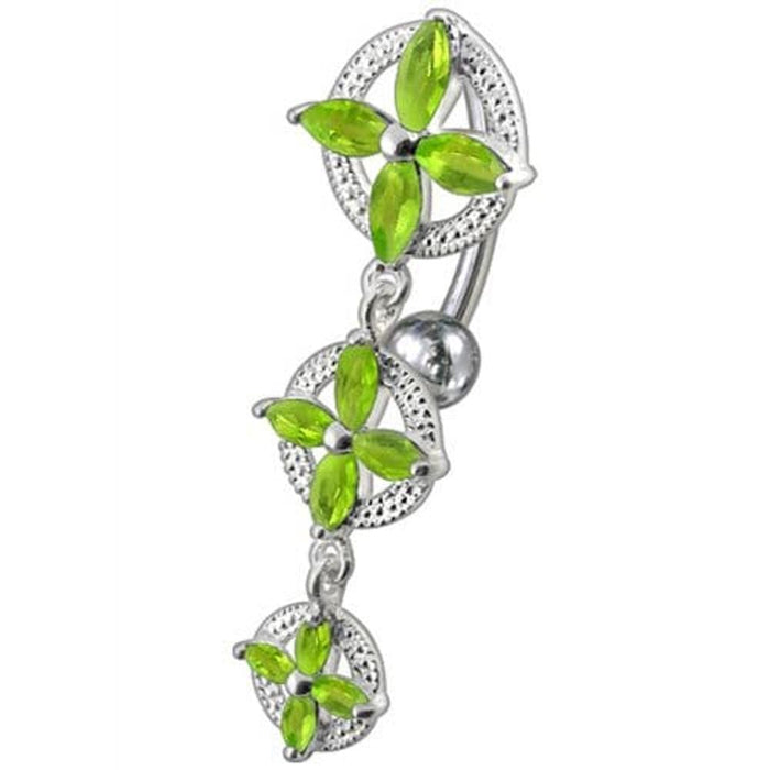 Fancy SS Jeweled Dangling Reverse Belly Ring