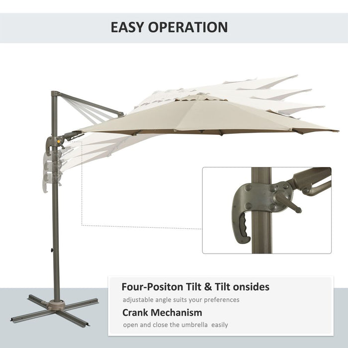 3 m Beach Hanging Umbrella Parasol-Khaki