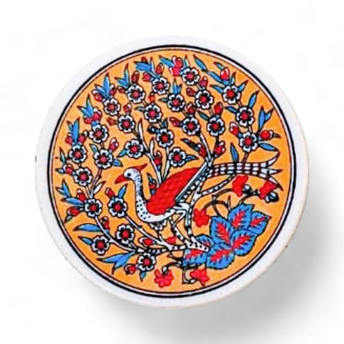 Ceramic Coaster Peacock Orange 10cm