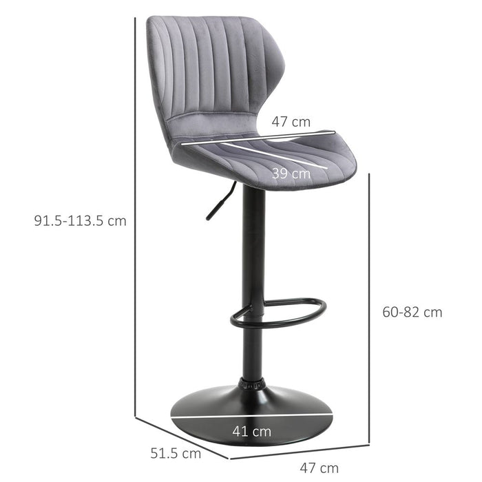 Premium Grey Velvet Swivel Chairs: Adjustable, Footrest, Set of 2 - High Quality Guaranteed!