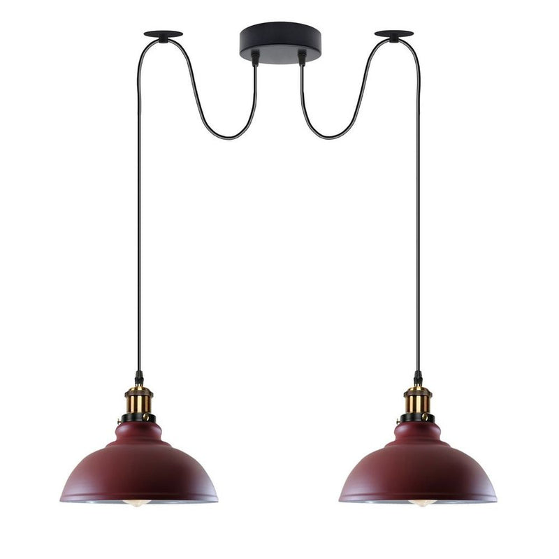 Burgundy Vintage 2 Way Ceiling Pendant Light Metal Industrial Style 29cm, E27 Base Hanging Pendant Lamp
