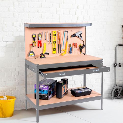 Workbench Heavy-Duty Steel Pegboard Drawer - Grey DPD