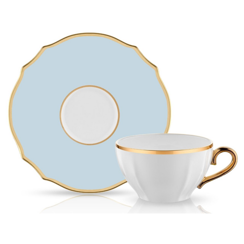 Poem Tea Cup and Saucer Set - Blue