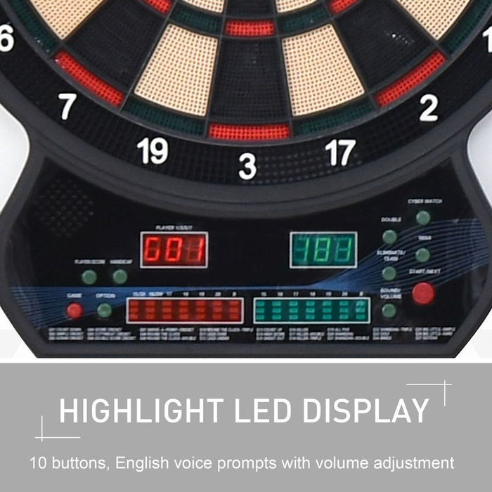 Elec Dartboard LED Digi Score 27 Games w/ 12 Soft Darts-Ready-to-Play-Multi Game-Fun for Home & Office