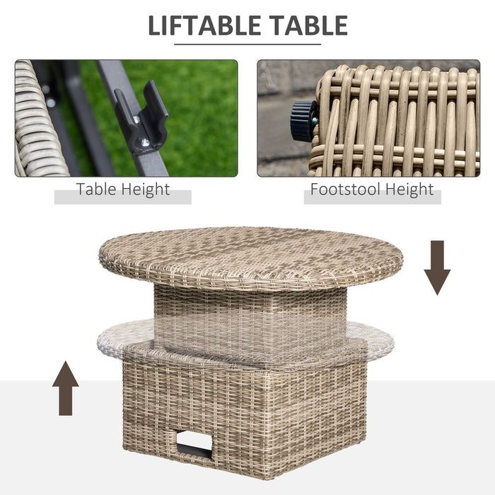 Transformable 8-Seater Rattan DaybedTable | Premium Quality with Olefin Cushion