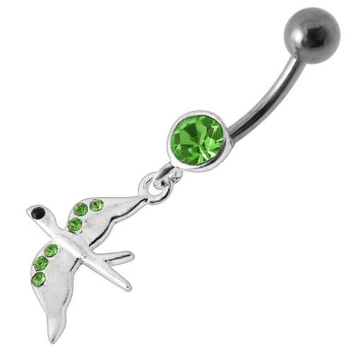 Jeweled Flying Pigeon Dangling Belly Ring