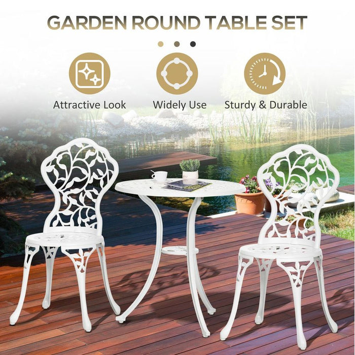 Outsunny Aluminium Bistro Set: Coffee Table + Chair - Outdoor Dining at its Best