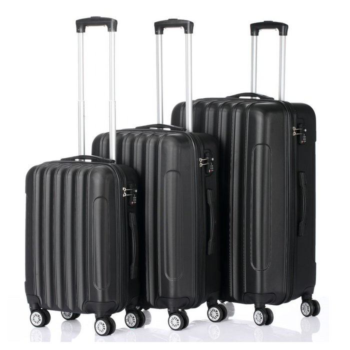 3 Pcs Suitcase Lightweight ABS Carry-on Hand Luggage 4 Spinner Wheels Trolley Case